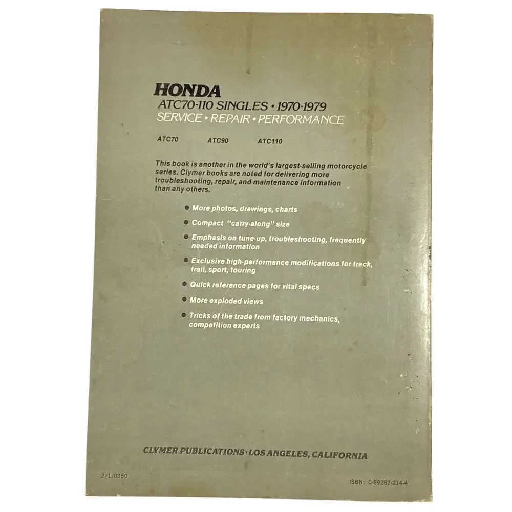 Clymer Honda ATC70 110 Single 1970-1979 Service Repair Manual Three Wheeler M322